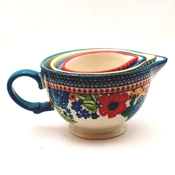 The Pioneer Woman Dazzling Dahlias Nesting Measuring Cup Set Floral Farmhouse - Picture 1 of 16